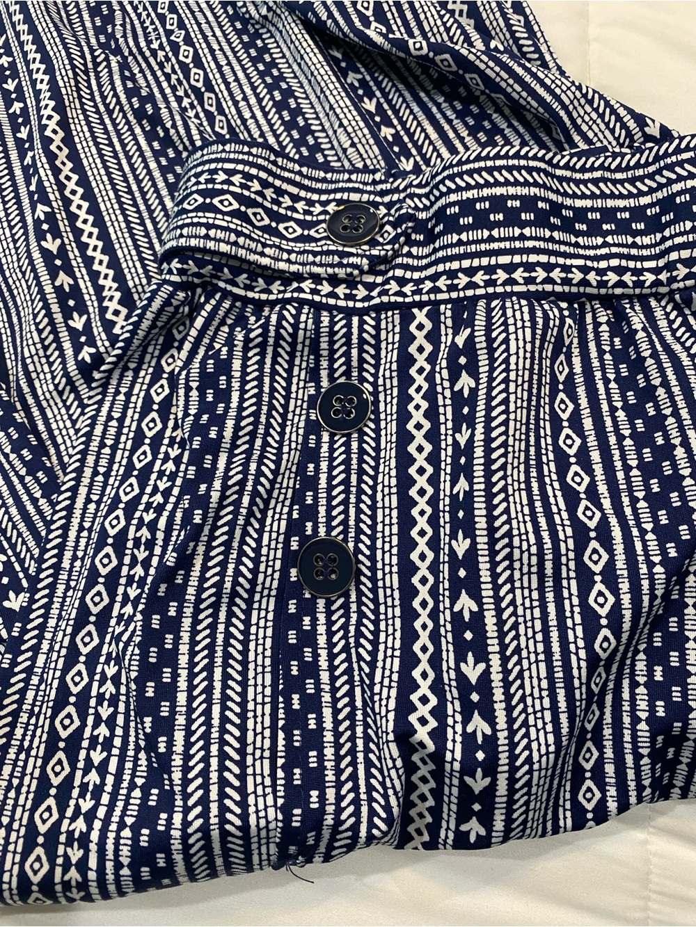 Robert Louis Navy and White Printed Trousers